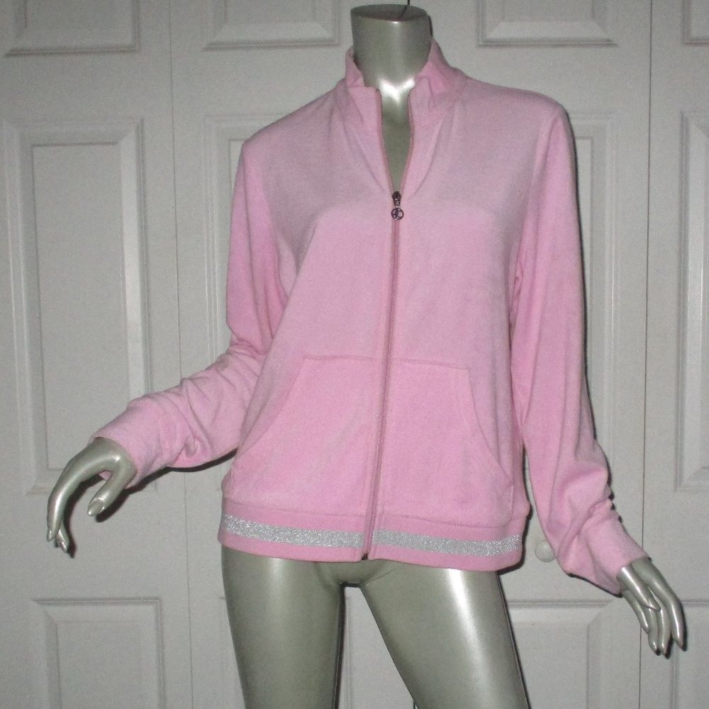 JUICY COUTURE Pink Jacket Zip Front Pockets Size XL